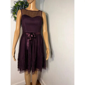 Eliza J, XS  chiffon sweetheart fit n flare floral applique lined mini dress ￼